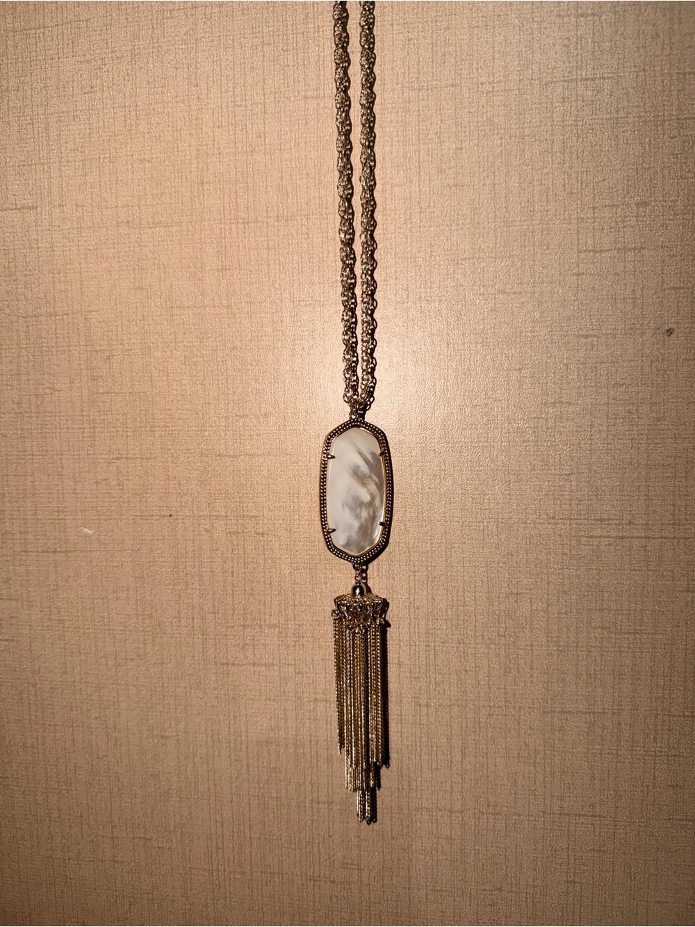 Kendra Scott Gold-Tone Tassel Necklace with White Mother-of-Pearl Pendant